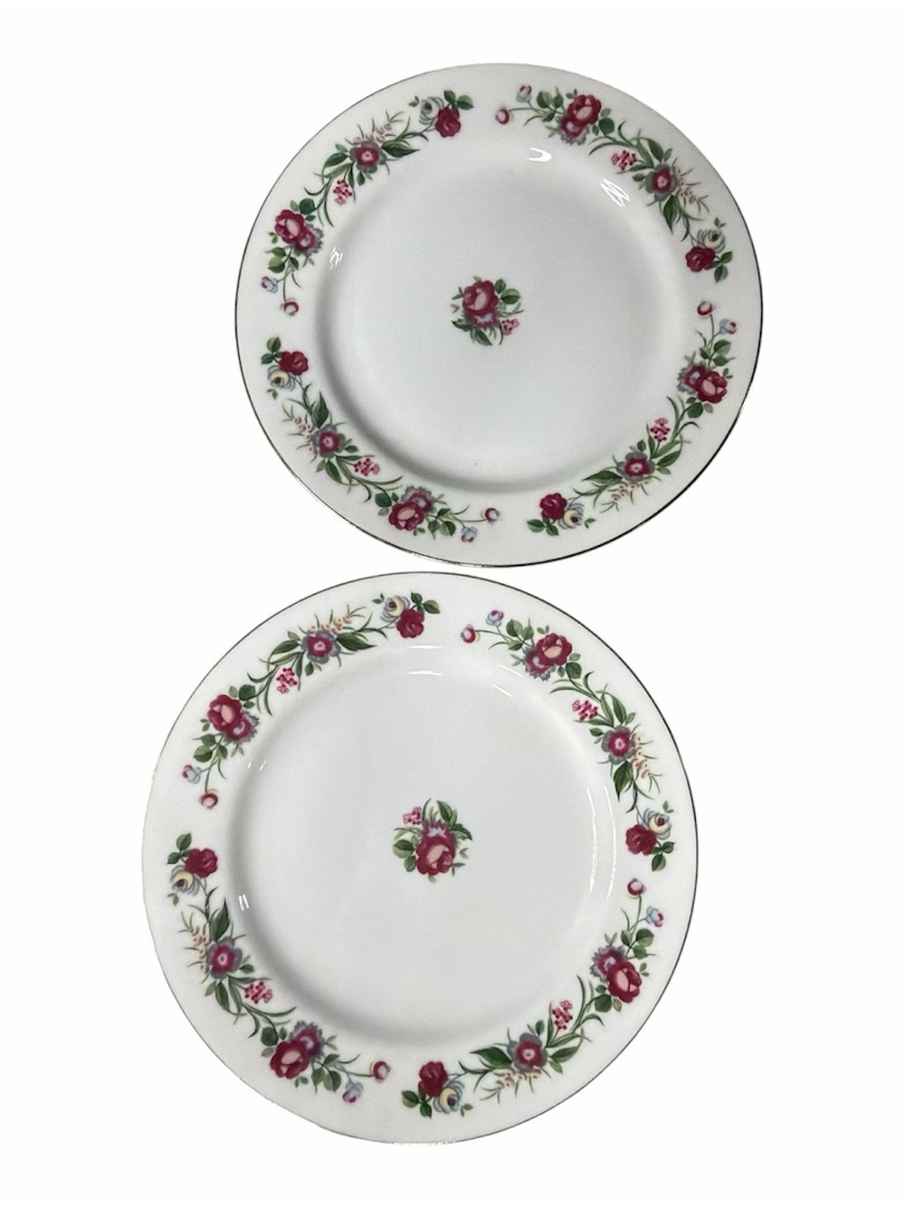 Vtg Sheffield Fine China Jubilee White with Pink Rose Border